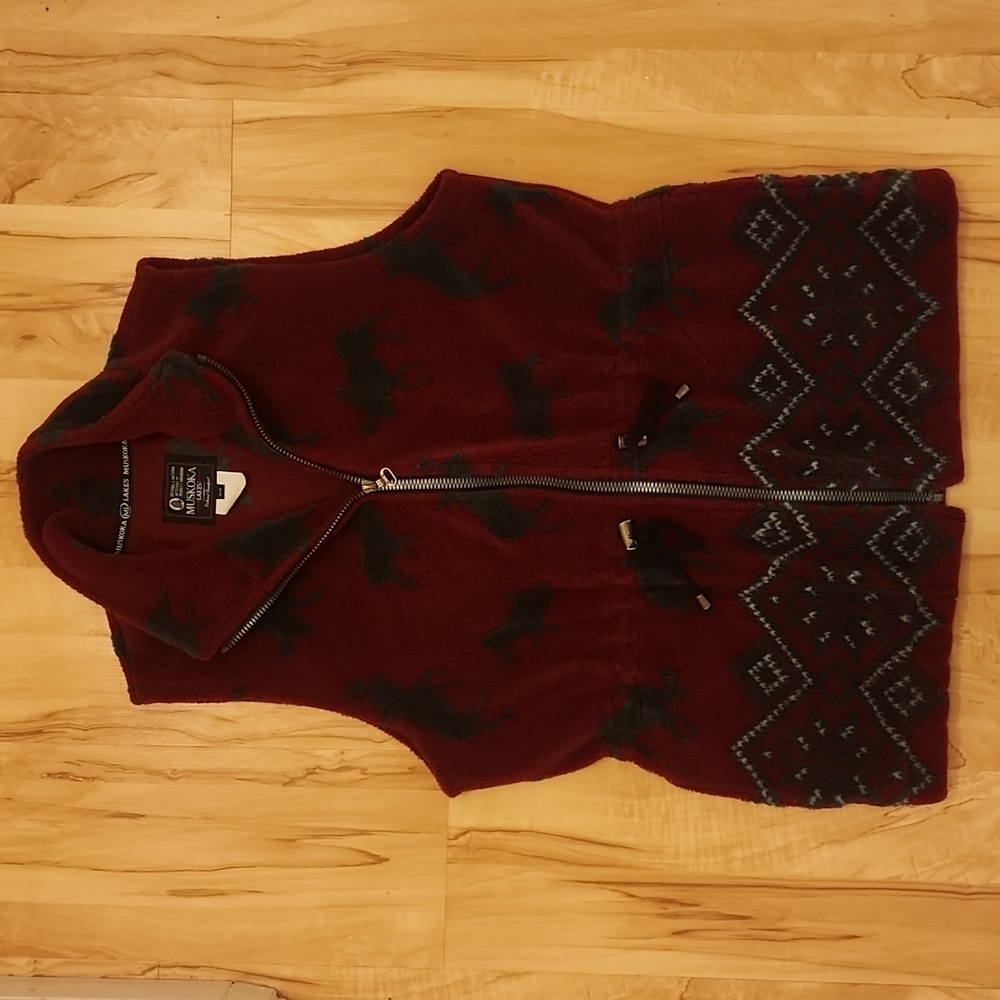 Muskoka Lakes Moose Design Christmas Winter Vest